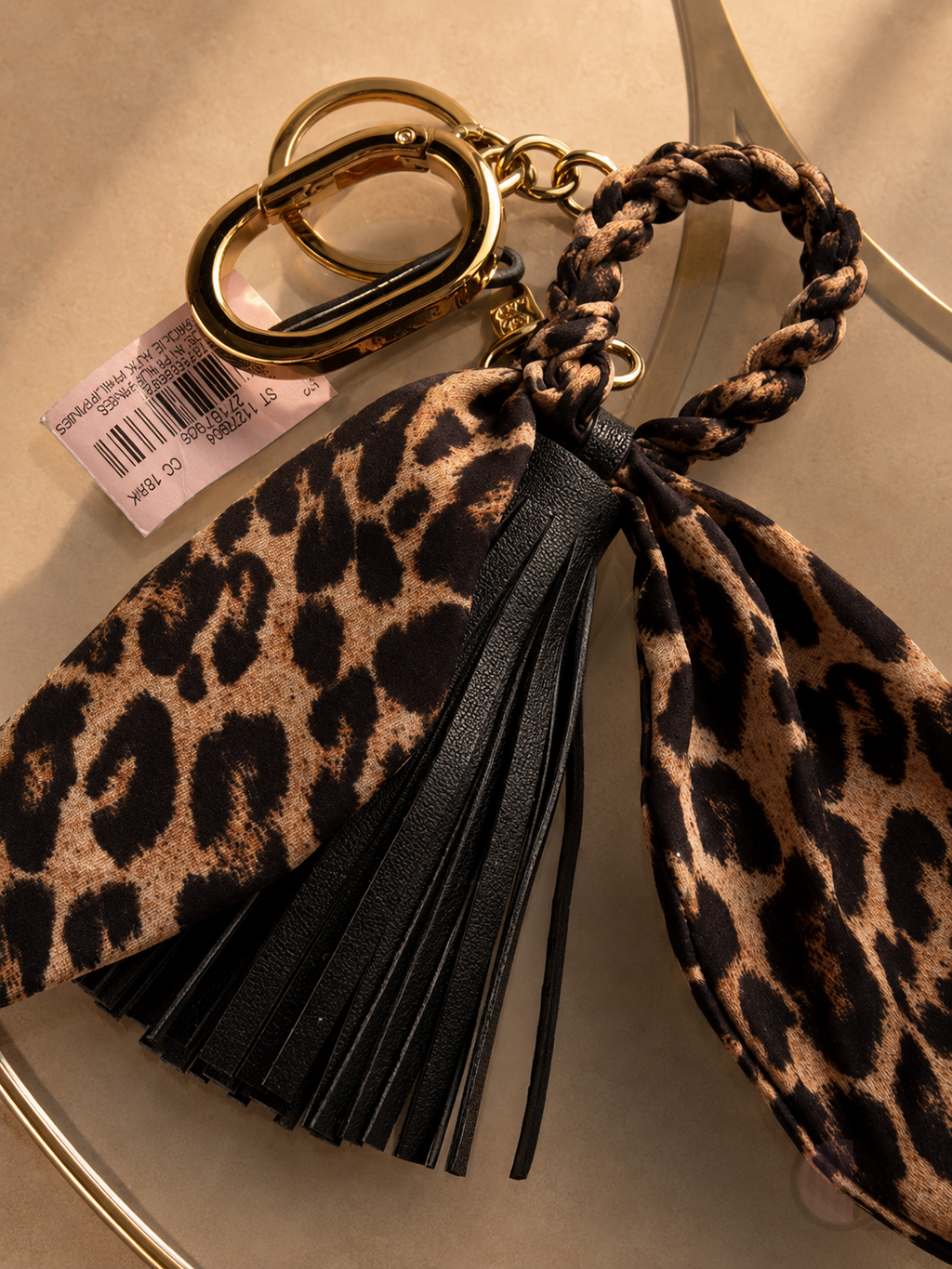 Llavero V'S Animal Print con Borla Negra