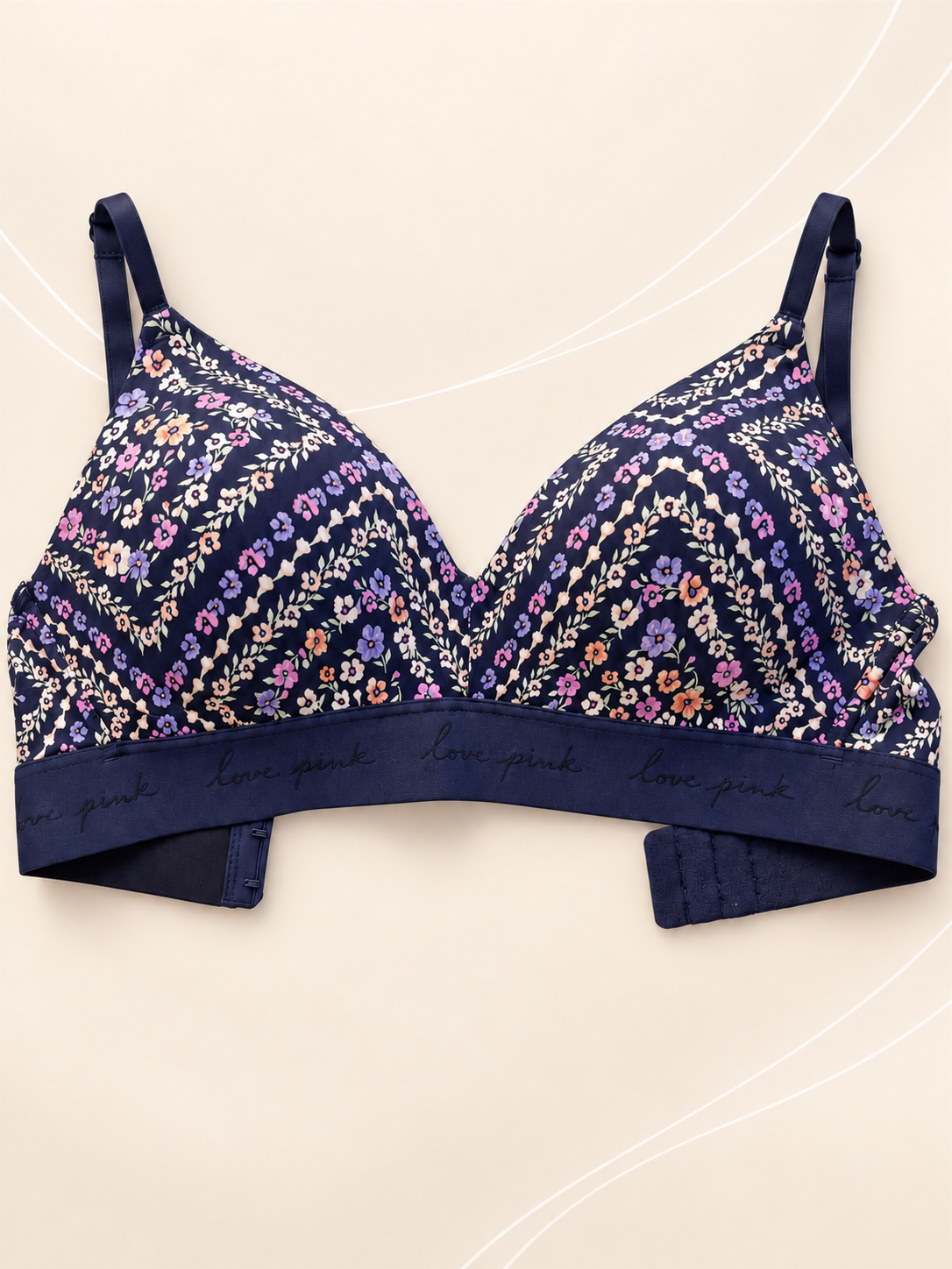 Corpiño V'S PINK azul marino floral