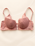Corpiño rosa de encaje con tiras — frente