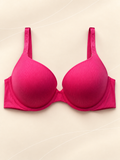 Corpiño V'S PINK Fucsia con Aro, vista frontal sobre fondo crema con líneas suaves