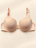 Corpiño V'S PINK Beige con Aro, vista frontal sobre fondo crema con líneas suaves