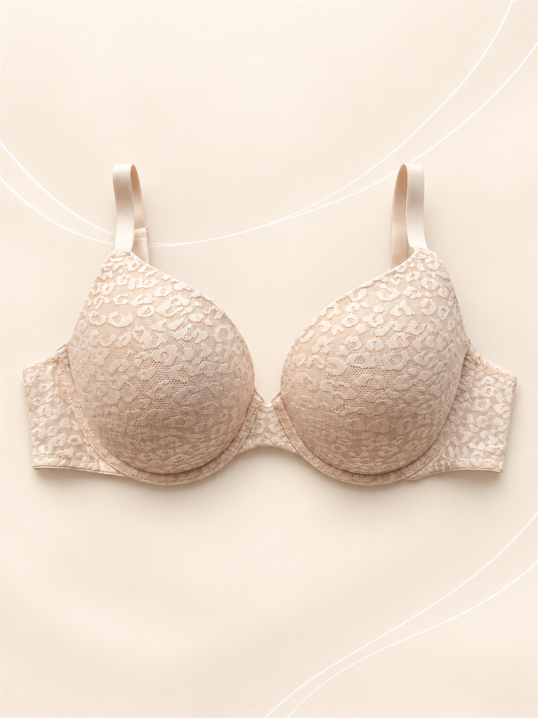 Corpiño beige de encaje, vista frontal