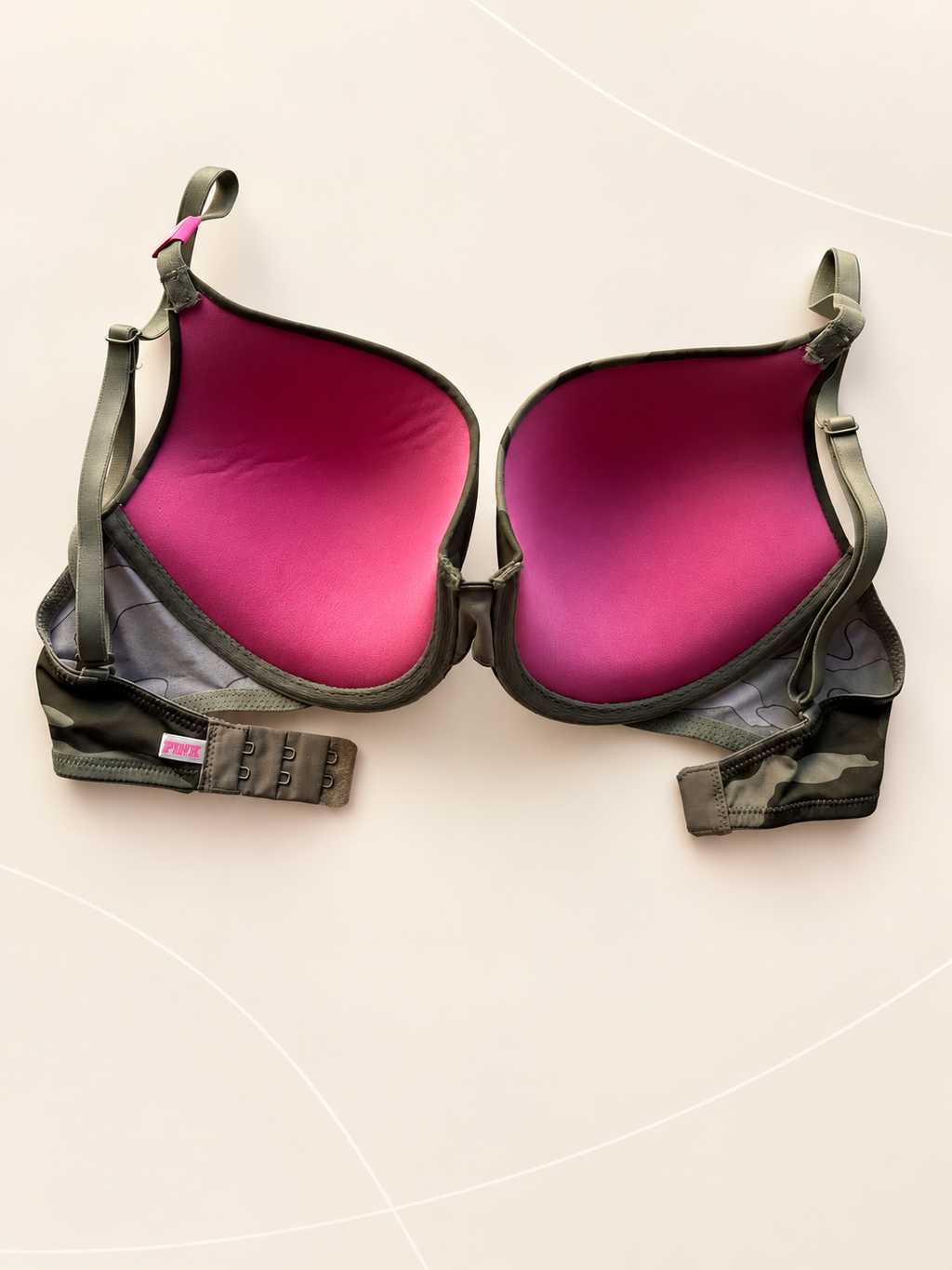 Corpiño V'S PINK camuflado verde con aro — dorso
