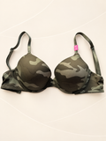 Corpiño V'S PINK camuflado verde con aro — frente