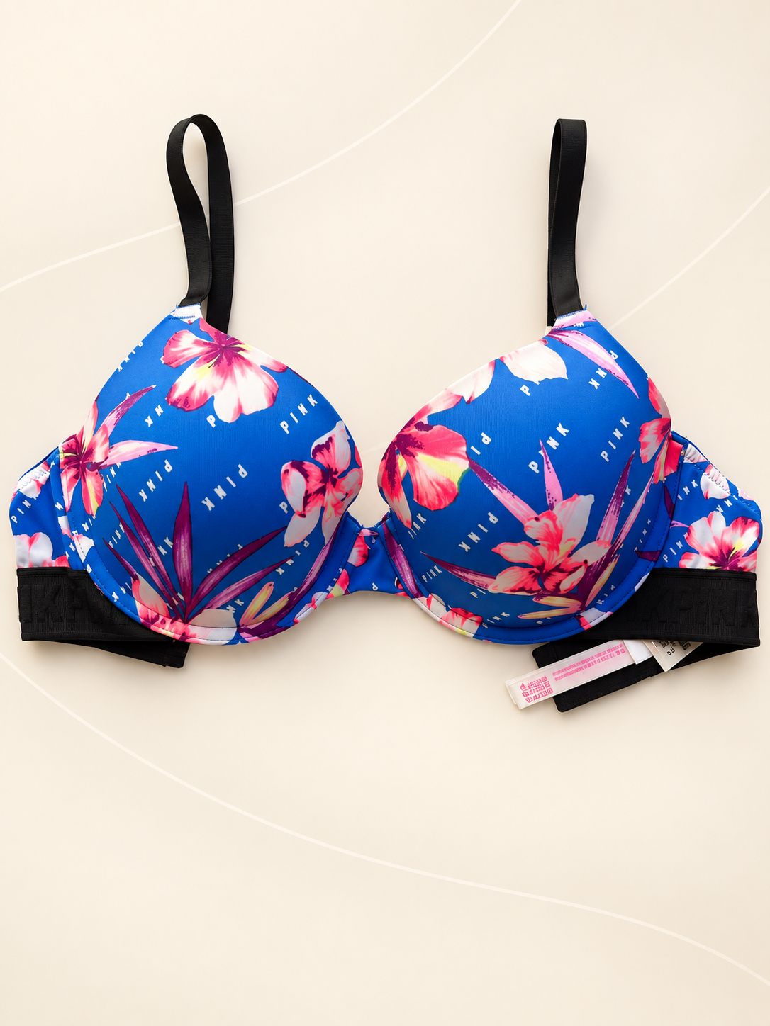 Corpiño V'S PINK azul floral con aro — frente