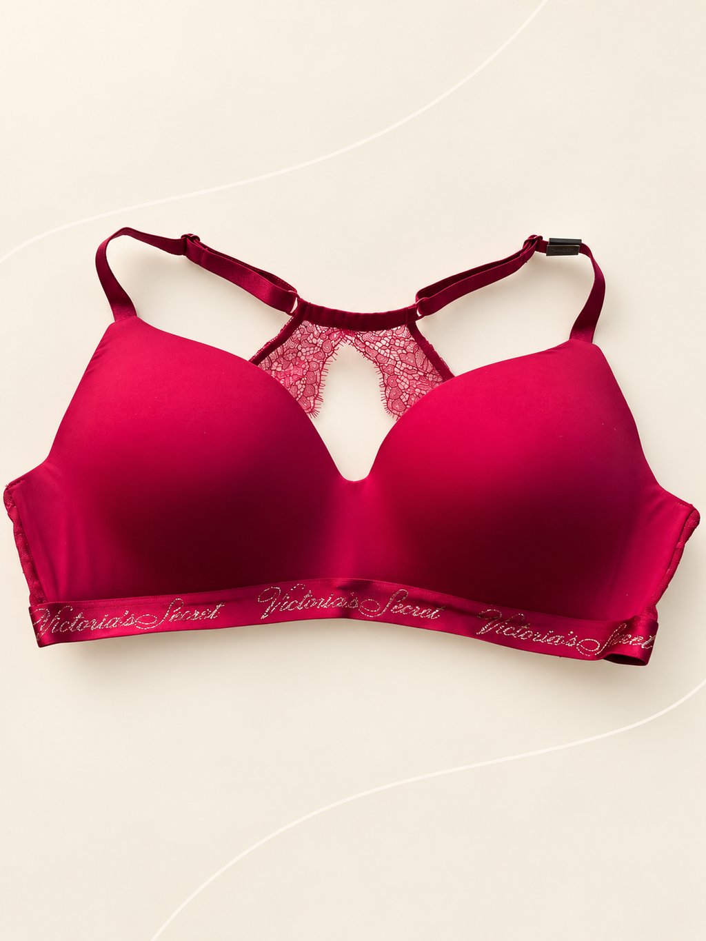 Corpiño V'S fucsia con espalda de encaje — frente