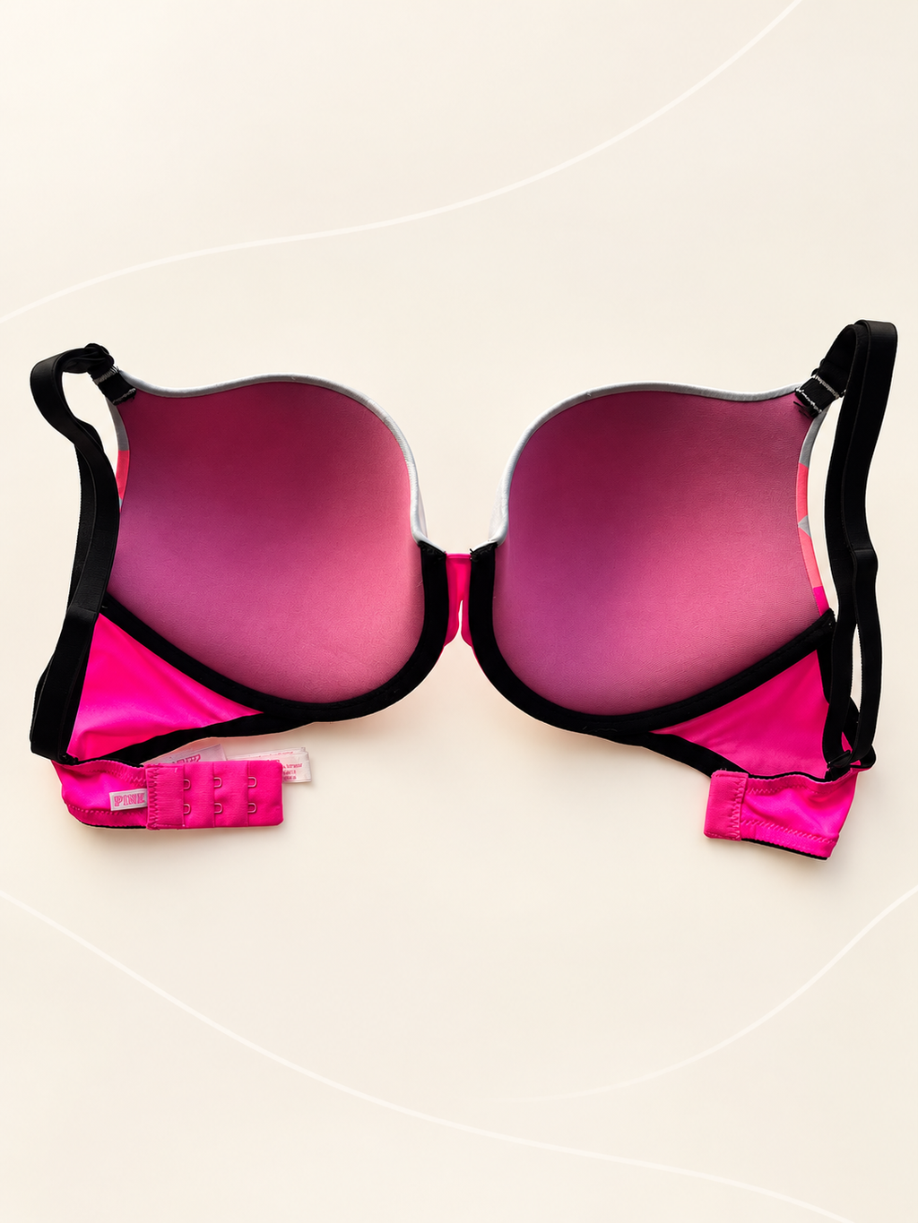 Corpiño V'S PINK fucsia con estampa gráfica — dorso