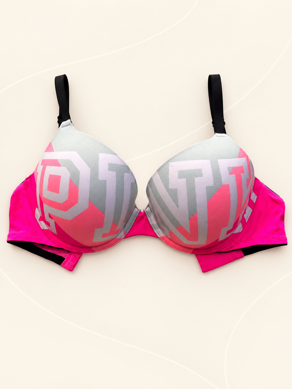 Corpiño V'S PINK fucsia con estampa gráfica — frente