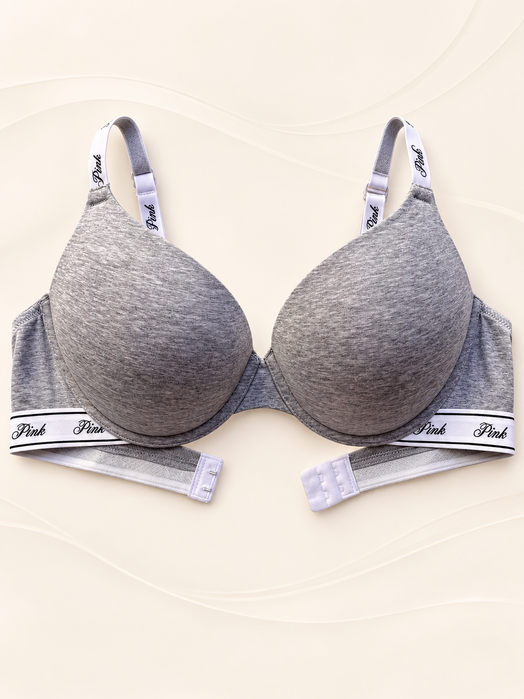 Corpiño V'S PINK gris melange con copa — frente