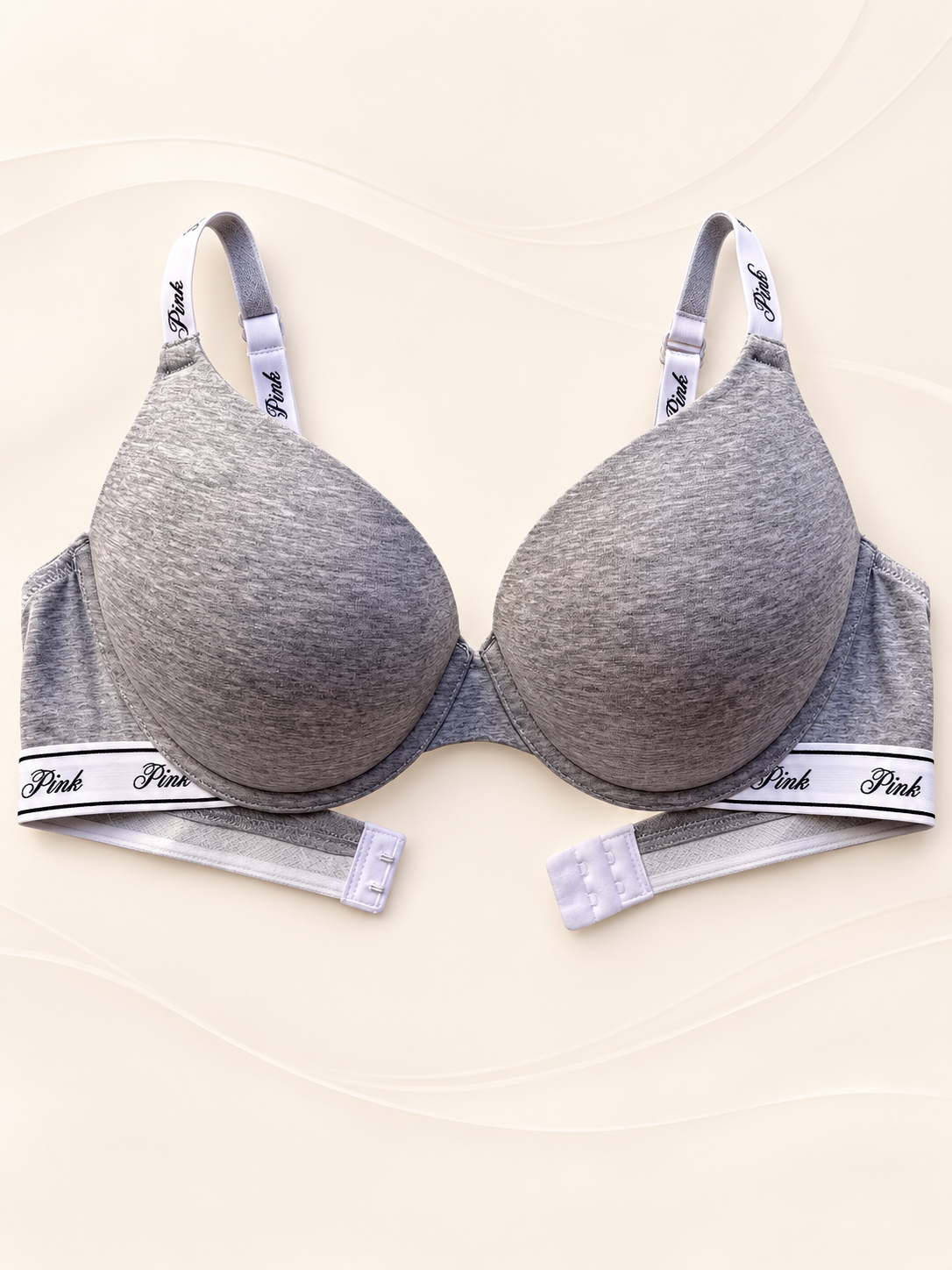 Corpiño V'S PINK gris melange con copa — frente