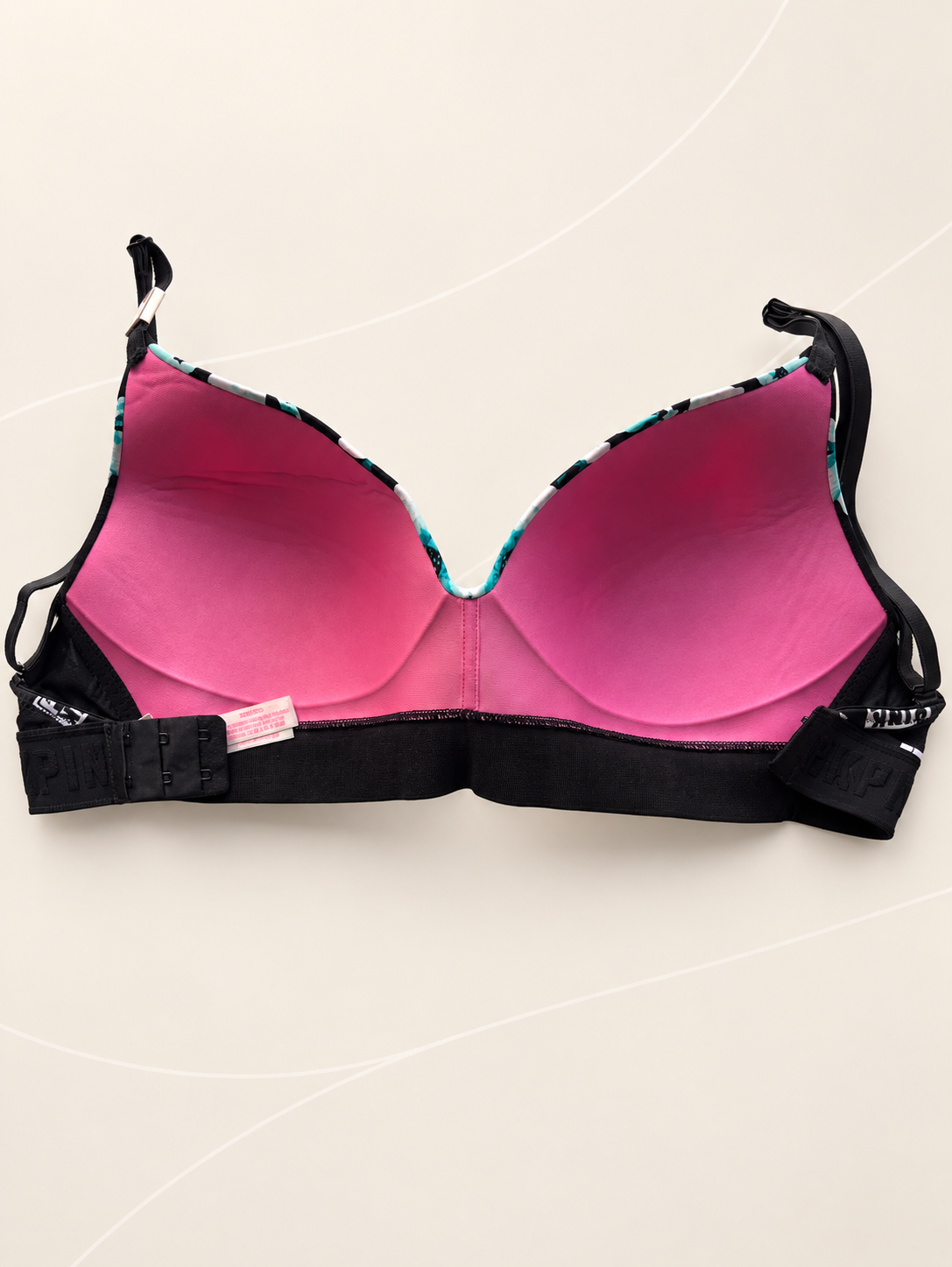Corpiño V'S PINK negro floral — dorso