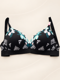 Corpiño V'S PINK negro floral — frente