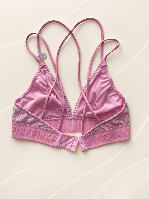 Bralette V'S PINK rayado rosa — dorso