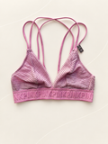 Bralette V'S PINK rayado rosa — frente