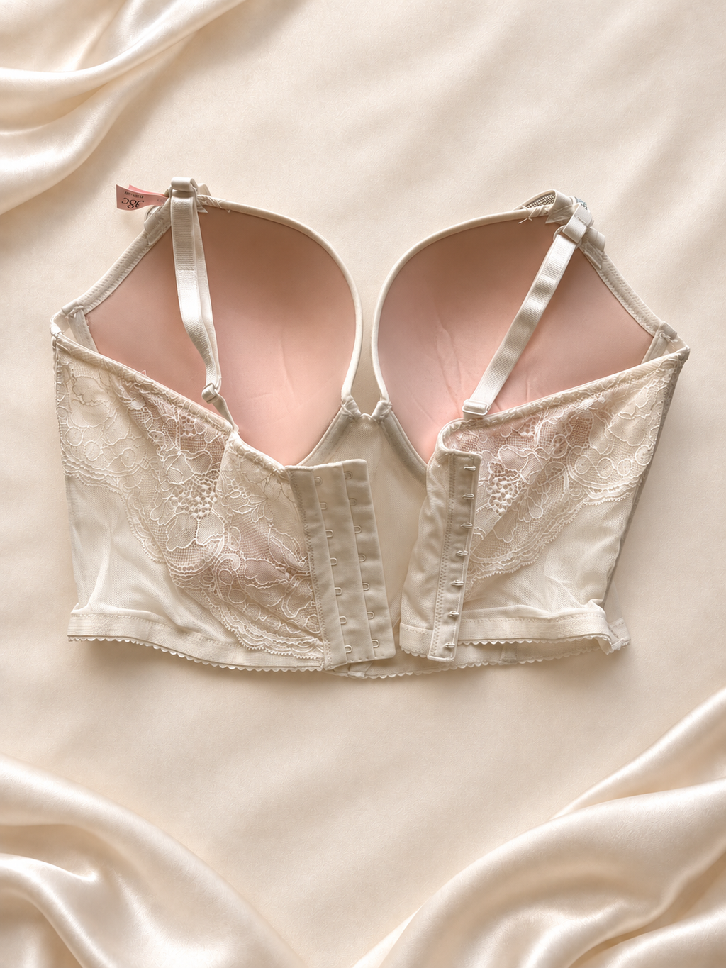 Corset Marfil de Encaje con Breteles Brillantes, vista posterior
