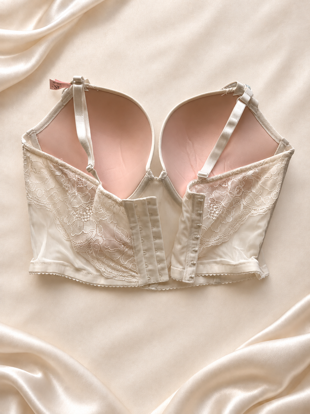 Corset Marfil de Encaje con Breteles Brillantes, vista posterior