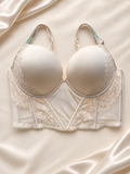 Corset Marfil de Encaje con Breteles Brillantes, vista frontal