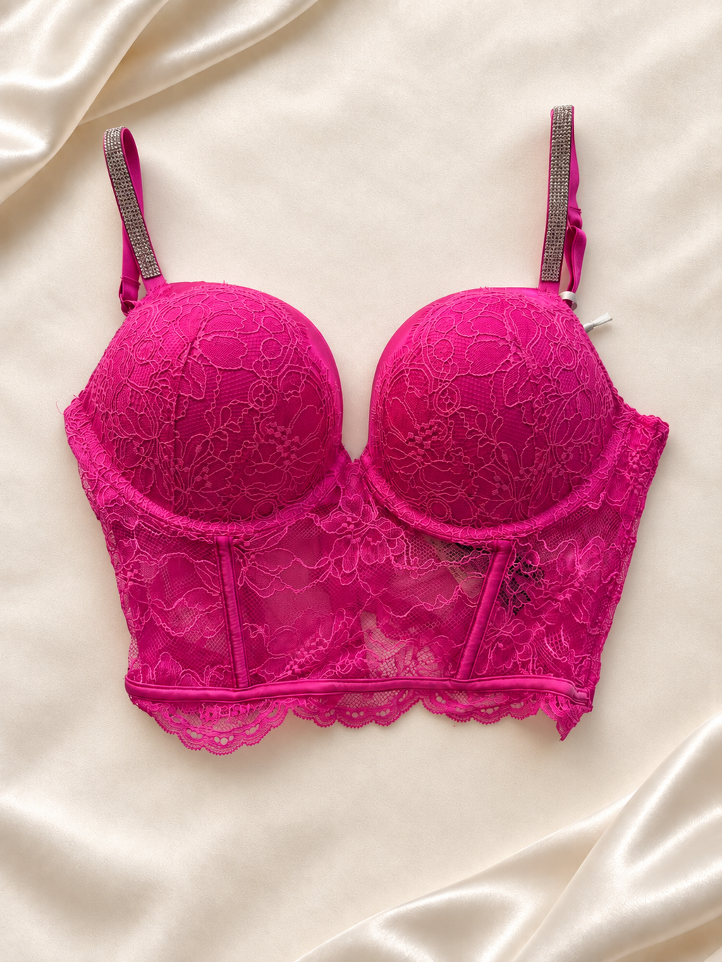 Corset Fucsia de Encaje Floral, vista frontal