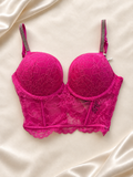Corset Fucsia de Encaje Floral, vista frontal