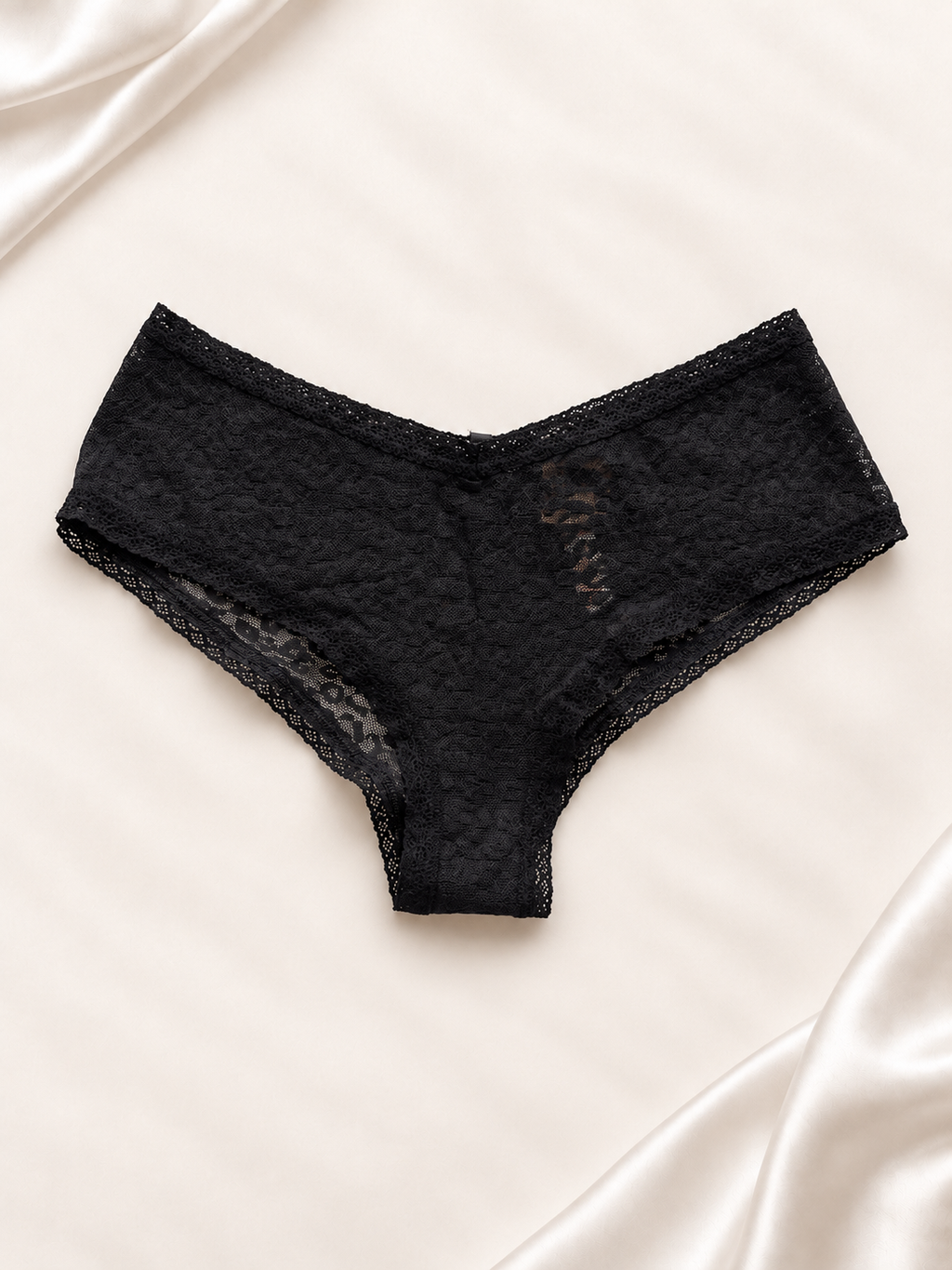 Panti V'S Negro de encaje con cintura en V, vista posterior