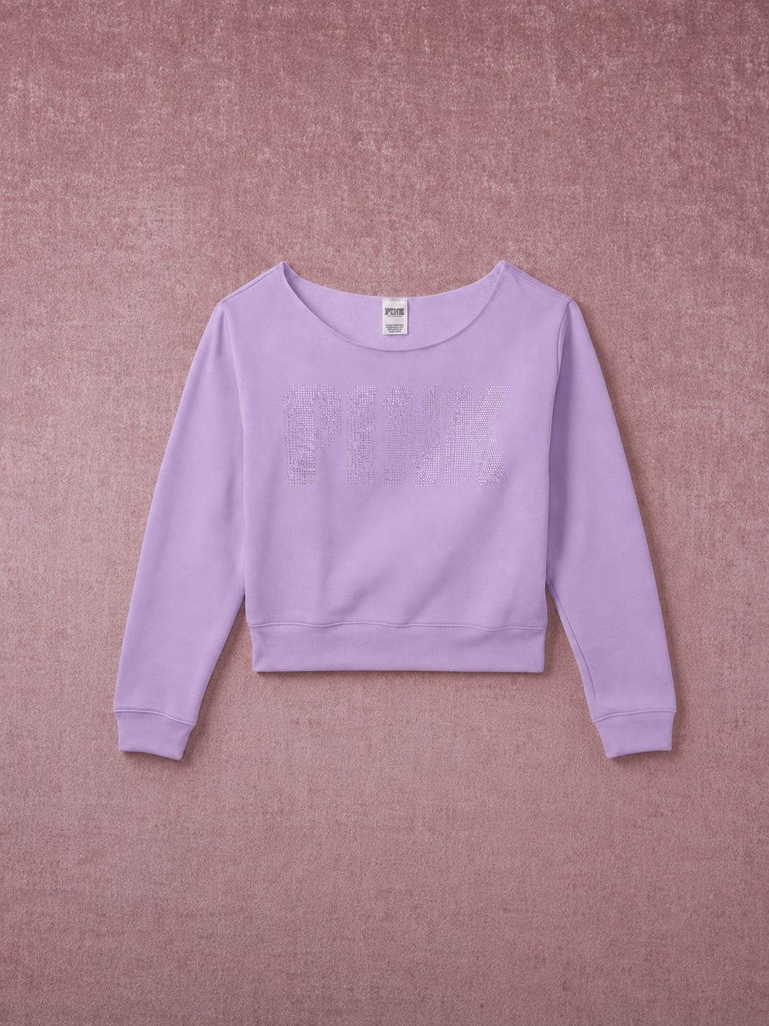Buzo PINK Lila Cropped con Strass
