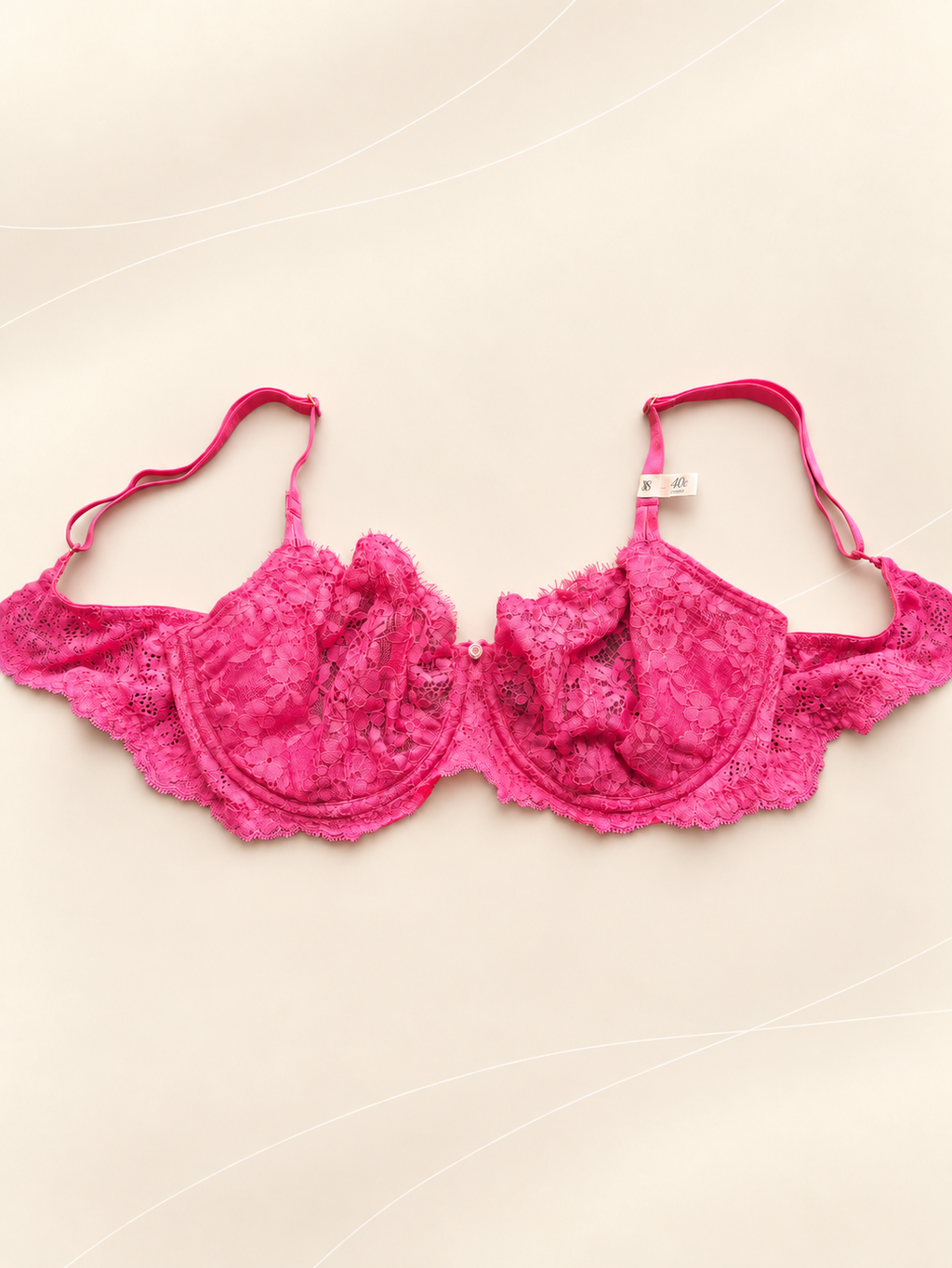 Corpiño V'S de Encaje Fucsia con Aro, vista frente