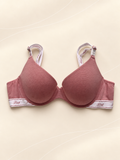 Corpiño Pink Push Up Rosa Viejo con Banda Logo, vista frente