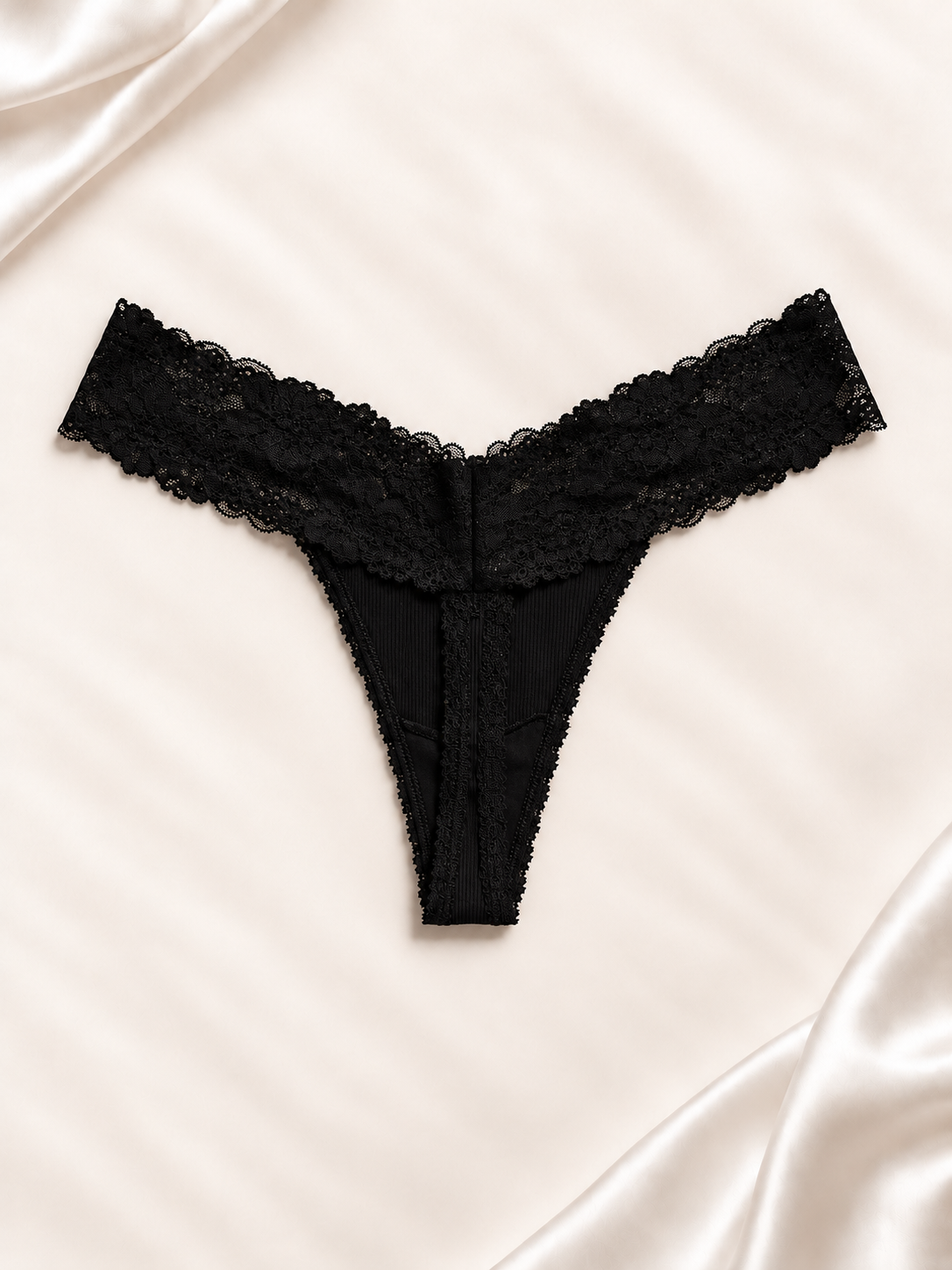 Dorso de Panti V'S negro de encaje con cintura floral