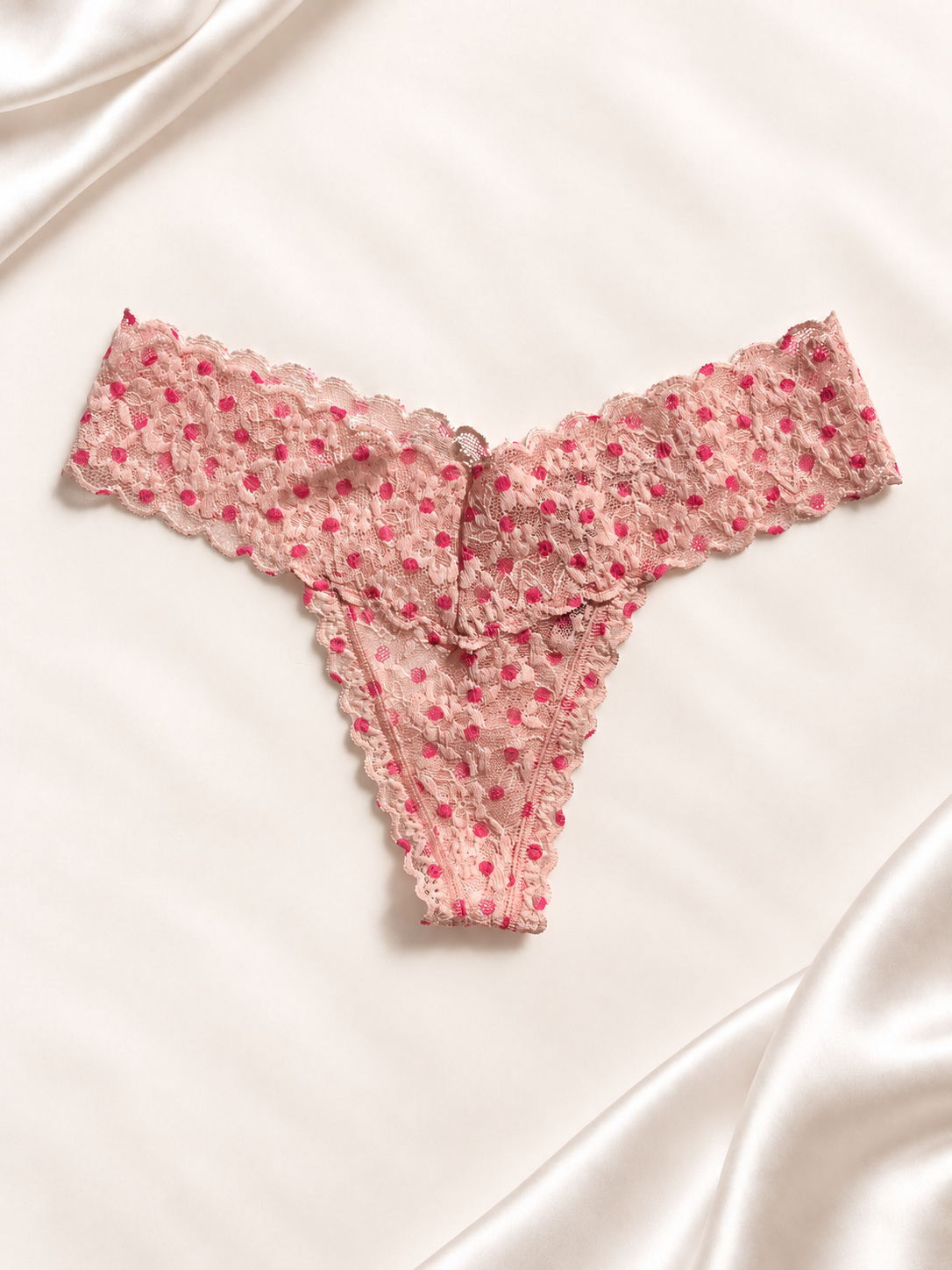 Frente de Panti V'S rosa floral de encaje