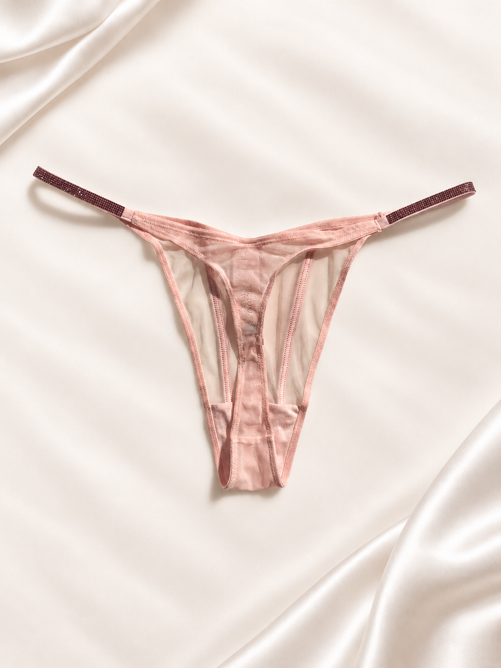 Dorso de Panti V'S rosa satinado con tiras dobles