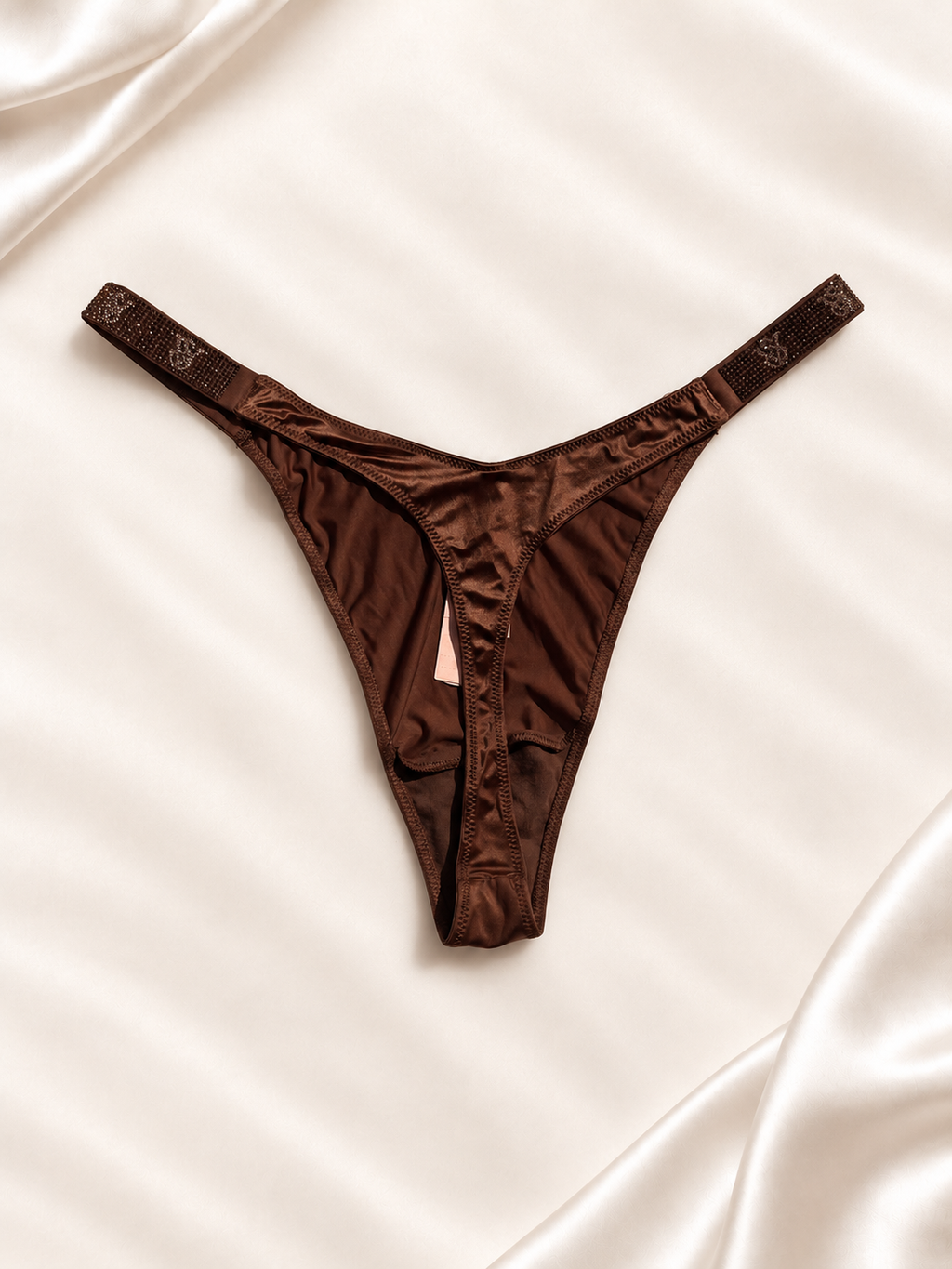 Dorso de Panti V'S marrón satinado con tiras finas