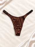 Frente de Panti V'S marrón satinado con tiras finas