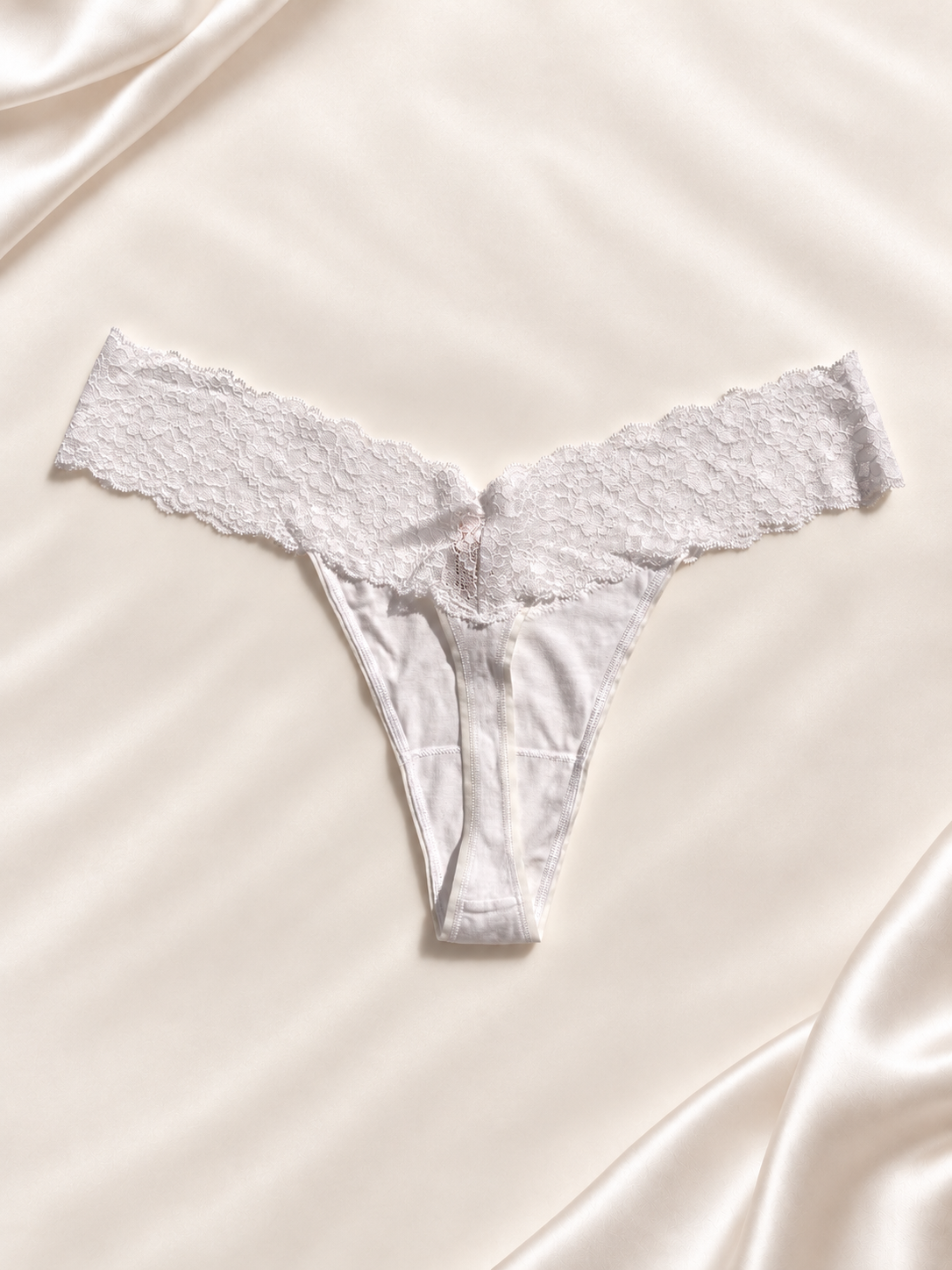 Dorso de Panti V'S blanco de encaje con cintura ancha