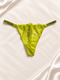 Frente de Panti V'S verde lima de encaje con tiras