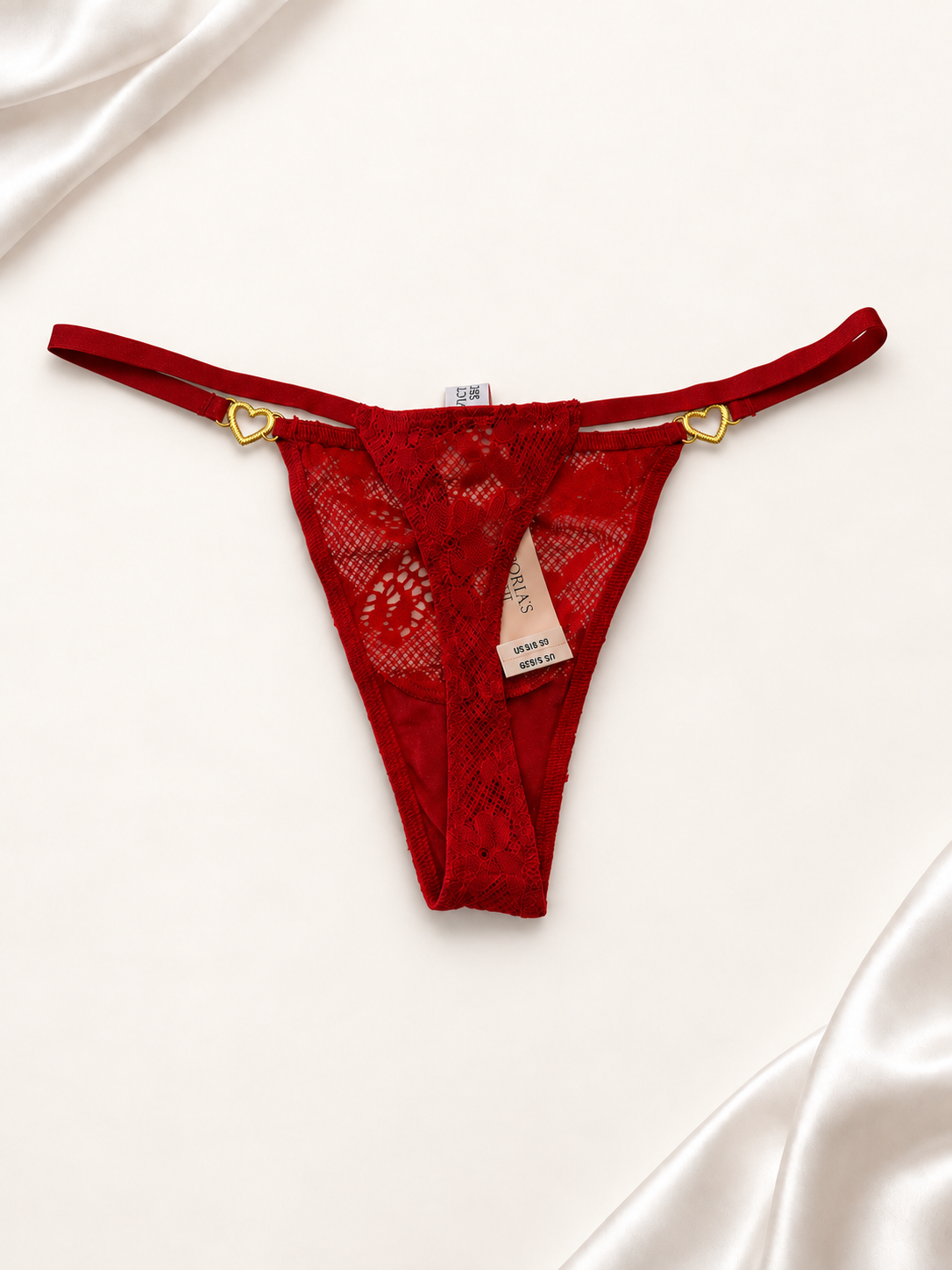 Panti V'S Lace Roja con Corazones Dorados, segunda vista