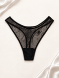 Panti V'S Sheer Mesh Negra Bordada, frente