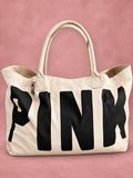 Tote PINK Canvas Beige con sombra suave