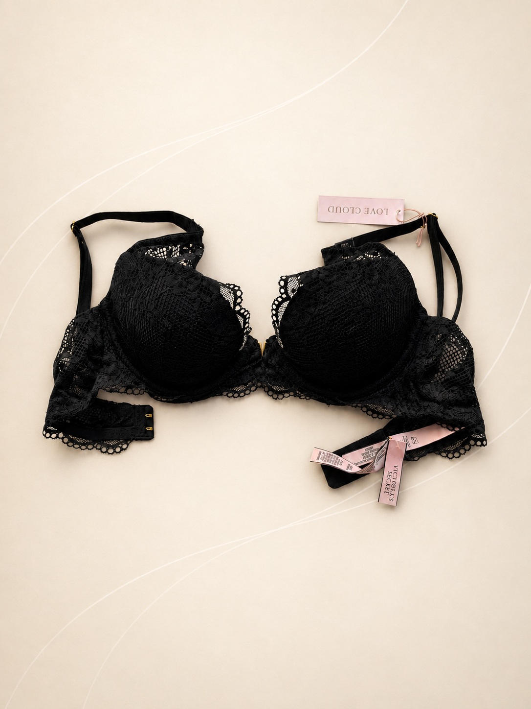 Corpiño V'S Love Cloud Negro con Encaje Floral, frente