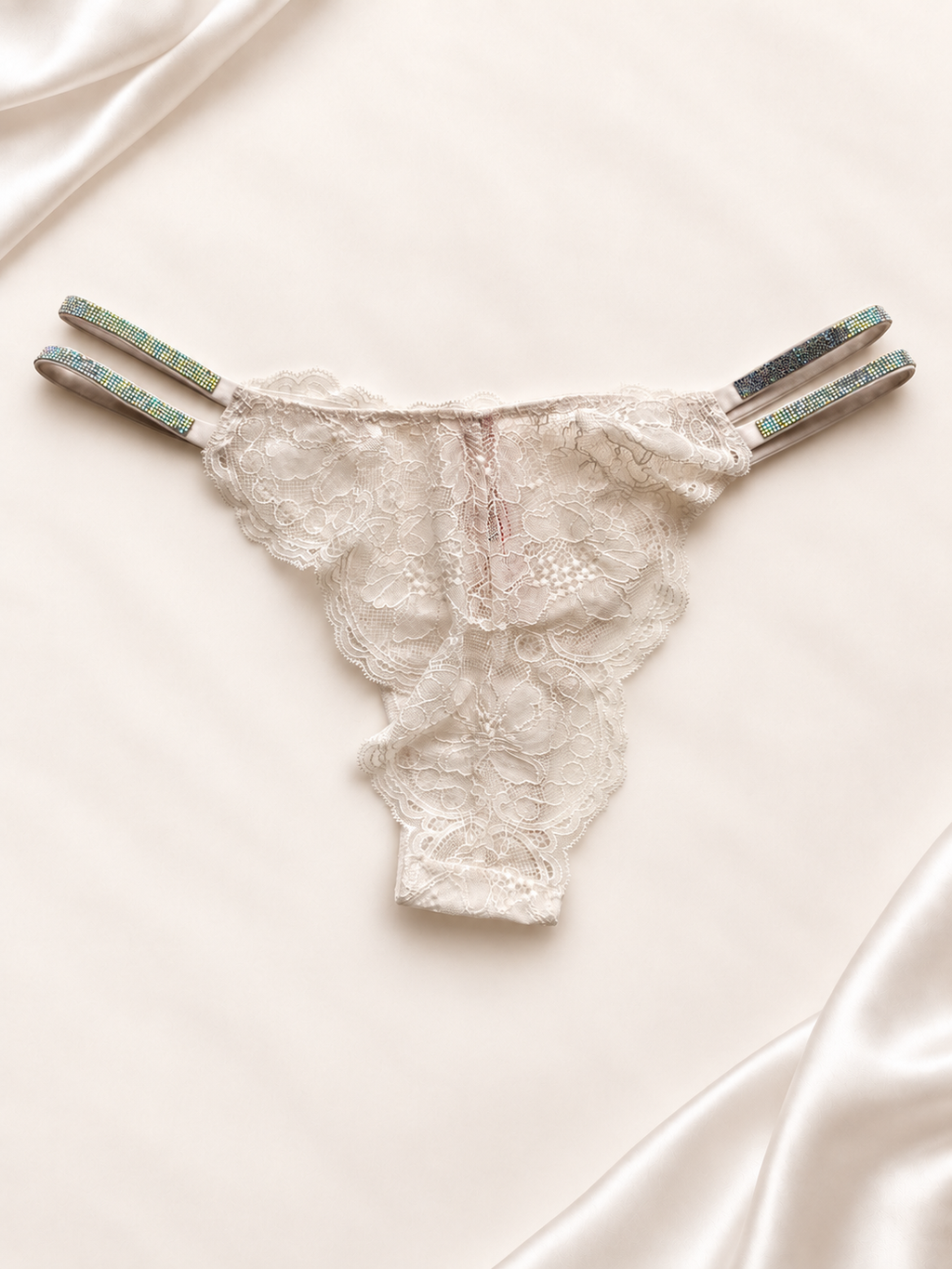 Panti V'S Marfil de encaje con laterales dobles, vista posterior