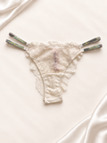 Panti V'S Marfil de encaje con laterales dobles, vista frontal