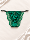 Panti V'S Verde esmeralda con encaje lateral, vista frontal