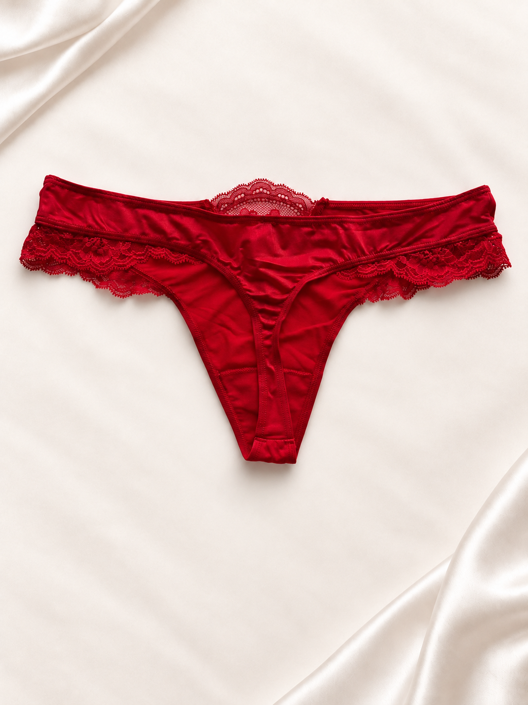 Panti V'S Rojo de encaje con corte tanga, vista posterior