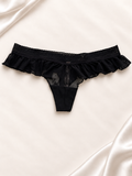 Panti V'S Negro con volados de tul, vista frontal