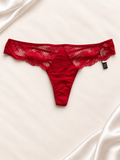 Panti V'S Rojo con encaje y bandas laterales, vista frontal