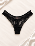 Panti V'S Negro de encaje floral, vista frontal