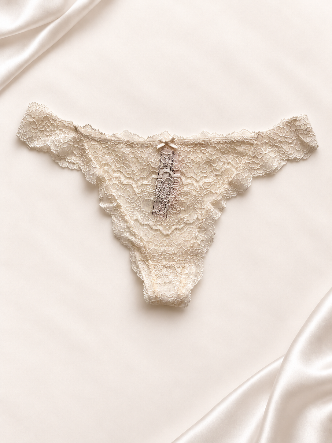 Panti V'S Marfil de encaje floral, vista frontal