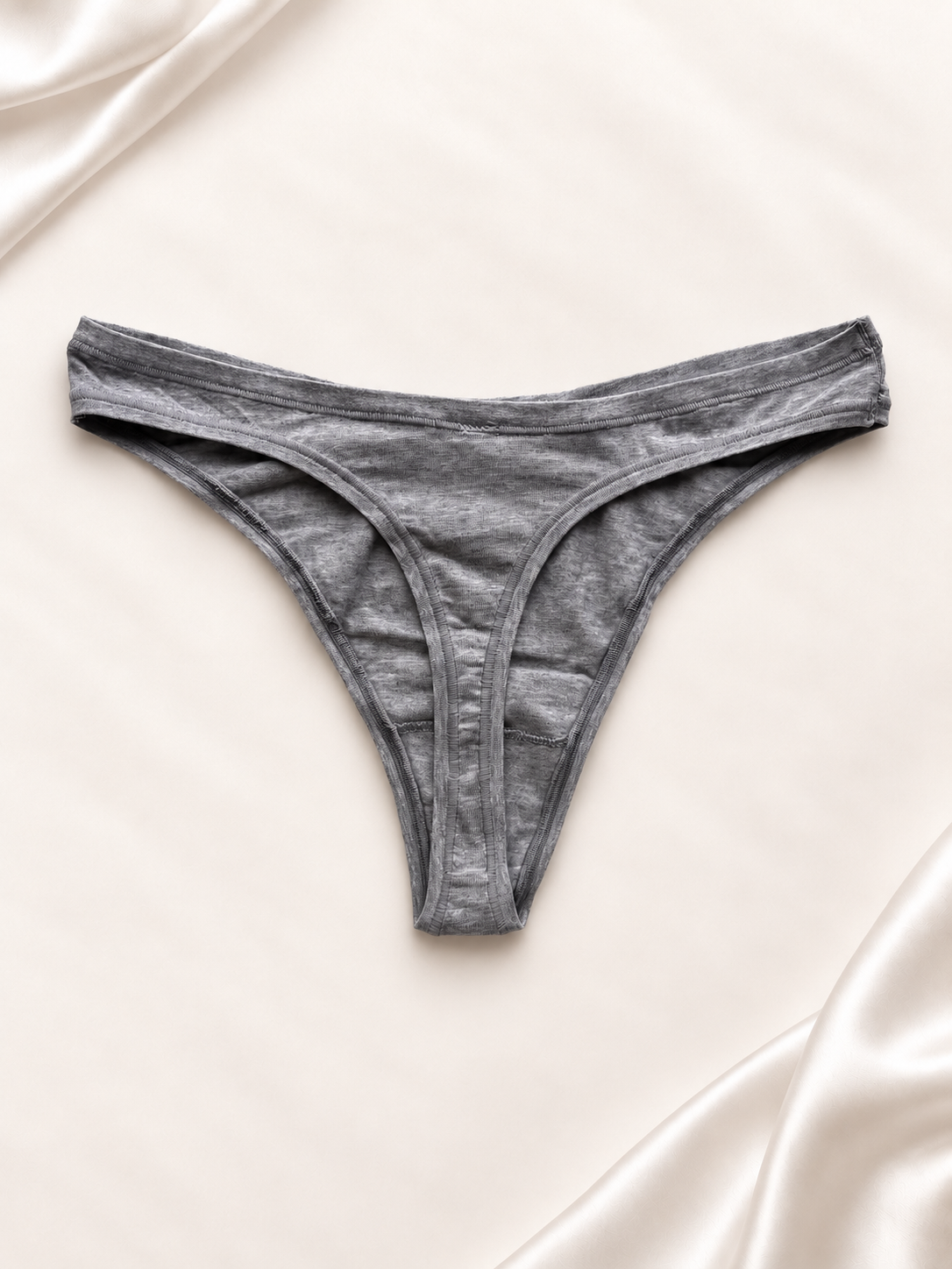 Panti PINK Gris melange con logo frontal, vista posterior