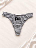 Panti PINK Gris melange con logo frontal, vista frontal