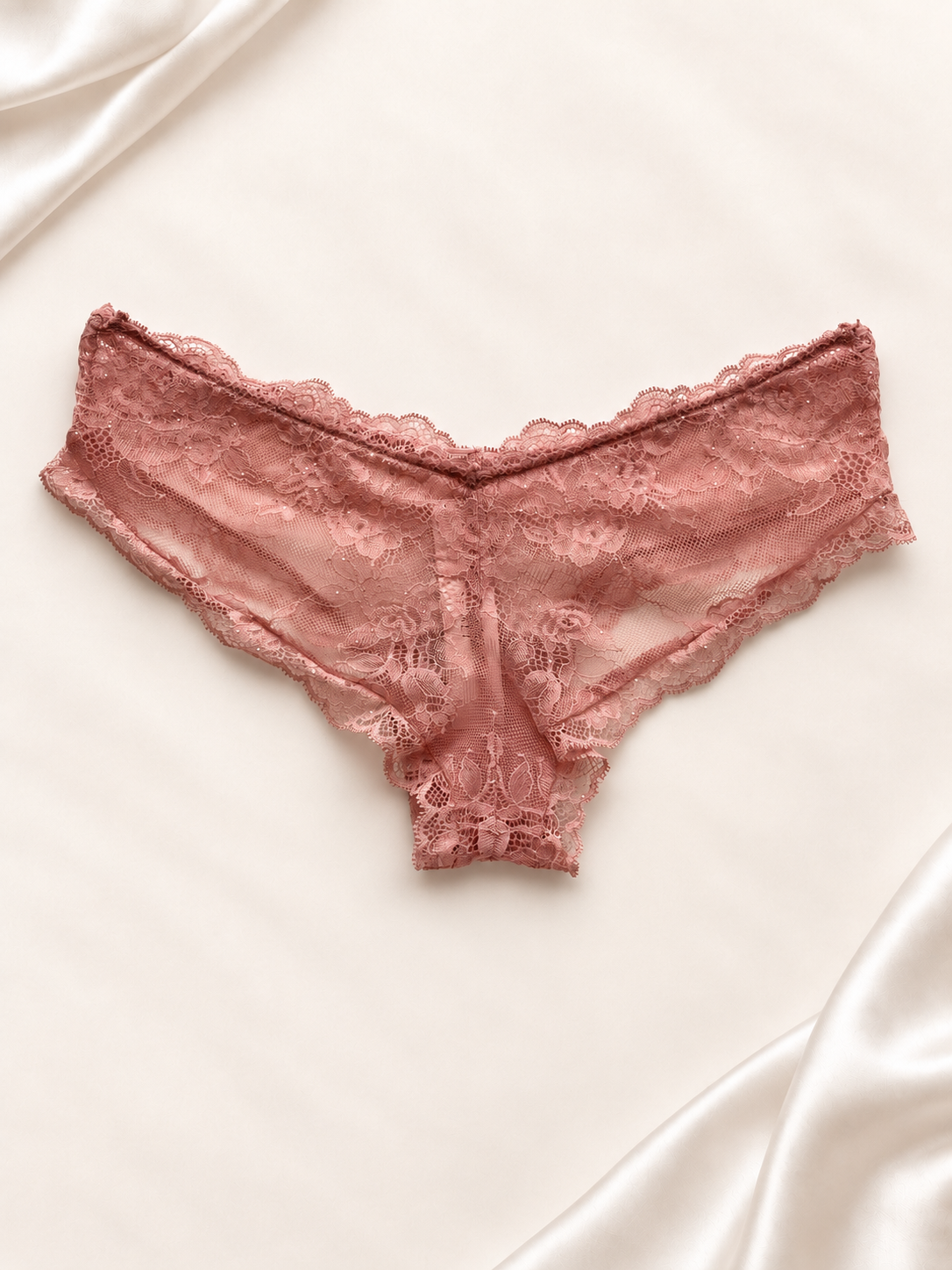 Panti V'S Rosa de encaje con laterales anchos, vista posterior