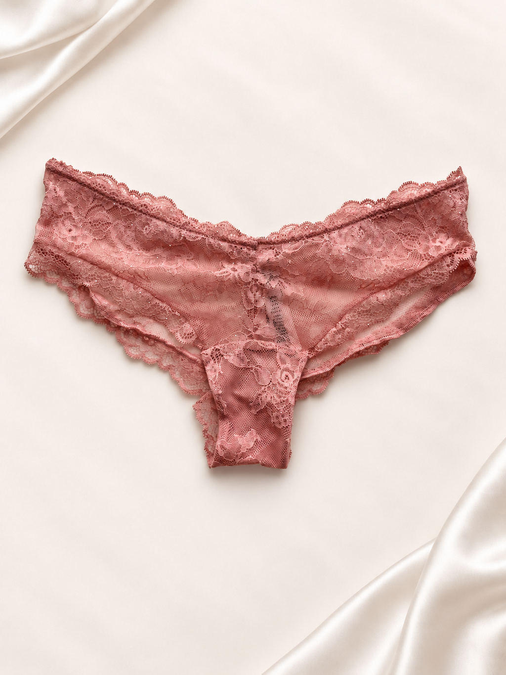 Panti V'S Rosa de encaje con laterales anchos, vista frontal